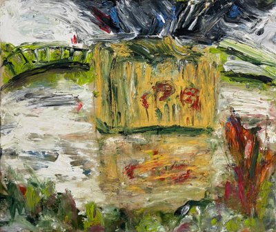 unter Brücke Öl/Leinwand 70x60cm