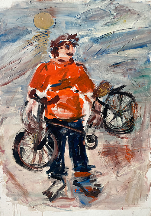 "Fahrradmann" | Tempera/Leinwand  100x120 cm