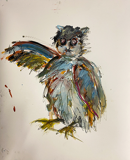 Eule | Tempera/Papier 74x54 cm