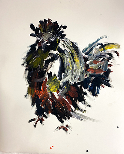 Hahn | Tempera/Papier 74x54 cm